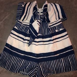Lulus Blue and White Strapless Romper